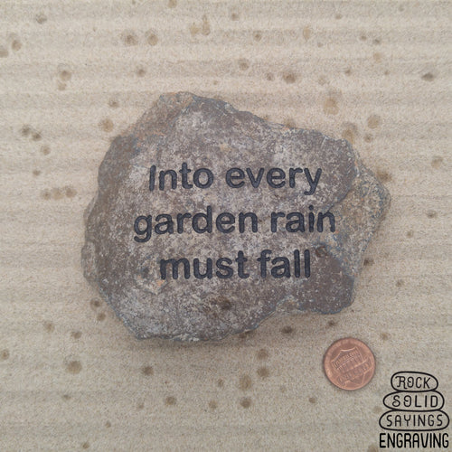 Into every garden rain must fall Inscribed Tumbled Earthenware Fragment